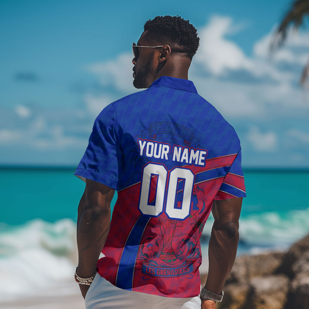 Personalized Haiti Soccer Les Grenadiers Hawaiian Shirt Championship Football 2026 Trophy Haitian Flag Map