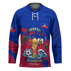 Personalized Haiti Soccer Les Grenadiers Hockey Jersey Championship Football 2026 Trophy Haitian Flag Map