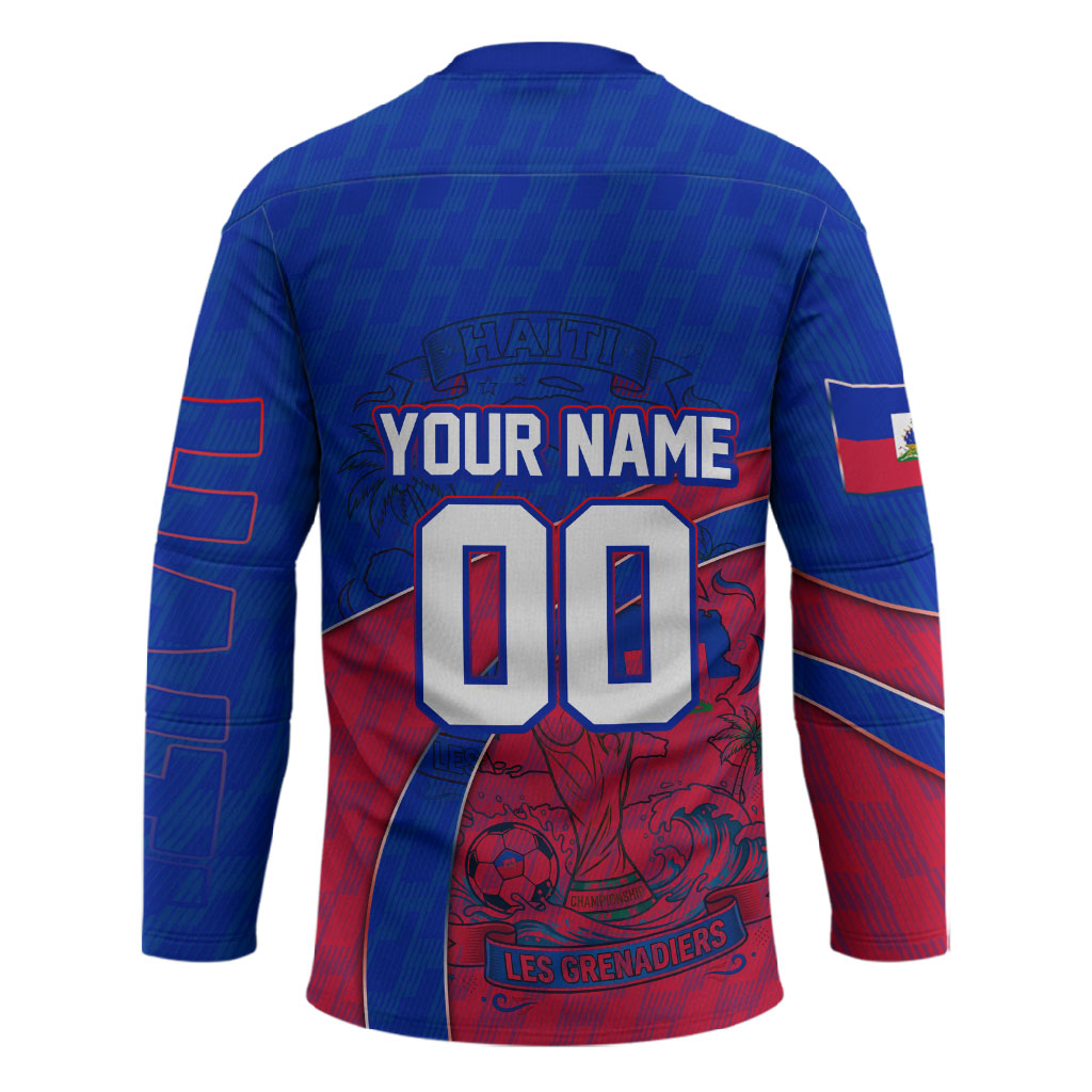 Personalized Haiti Soccer Les Grenadiers Hockey Jersey Championship Football 2026 Trophy Haitian Flag Map