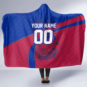 Personalized Haiti Soccer Les Grenadiers Hooded Blanket Championship Football 2026 Trophy Haitian Flag Map