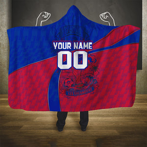 Personalized Haiti Soccer Les Grenadiers Hooded Blanket Championship Football 2026 Trophy Haitian Flag Map
