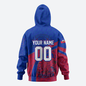 Personalized Haiti Soccer Les Grenadiers Hoodie Championship Football 2026 Trophy Haitian Flag Map