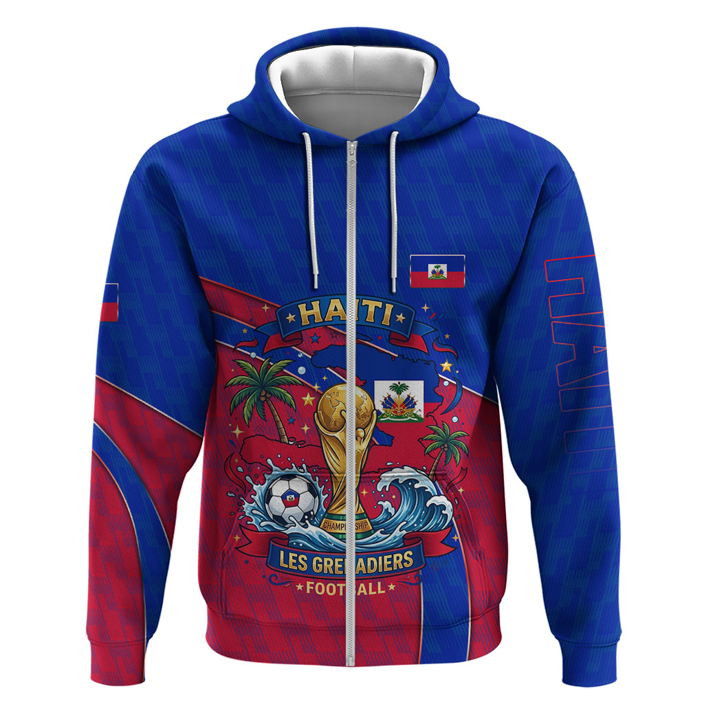 Personalized Haiti Soccer Les Grenadiers Hoodie Championship Football 2026 Trophy Haitian Flag Map