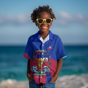 Personalized Haiti Soccer Les Grenadiers Kid Hawaiian Shirt Championship Football 2026 Trophy Haitian Flag Map