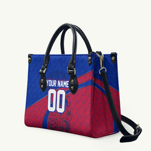 Personalized Haiti Soccer Les Grenadiers Leather Bag Championship Football 2026 Trophy Haitian Flag Map