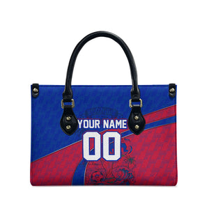 Personalized Haiti Soccer Les Grenadiers Leather Bag Championship Football 2026 Trophy Haitian Flag Map
