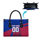 Personalized Haiti Soccer Les Grenadiers Leather Bag Championship Football 2026 Trophy Haitian Flag Map
