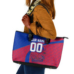 Personalized Haiti Soccer Les Grenadiers Leather Tote Bag Championship Football 2026 Trophy Haitian Flag Map