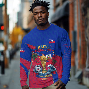 Personalized Haiti Soccer Les Grenadiers Long Sleeve Shirt Championship Football 2026 Trophy Haitian Flag Map