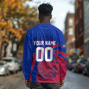 Personalized Haiti Soccer Les Grenadiers Long Sleeve Shirt Championship Football 2026 Trophy Haitian Flag Map