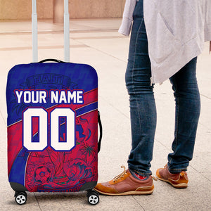 Personalized Haiti Soccer Les Grenadiers Luggage Cover Championship Football 2026 Trophy Haitian Flag Map