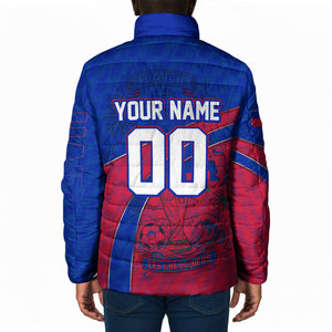 Personalized Haiti Soccer Les Grenadiers Padded Jacket Championship Football 2026 Trophy Haitian Flag Map