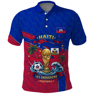 Personalized Haiti Soccer Les Grenadiers Polo Shirt Championship Football 2026 Trophy Haitian Flag Map