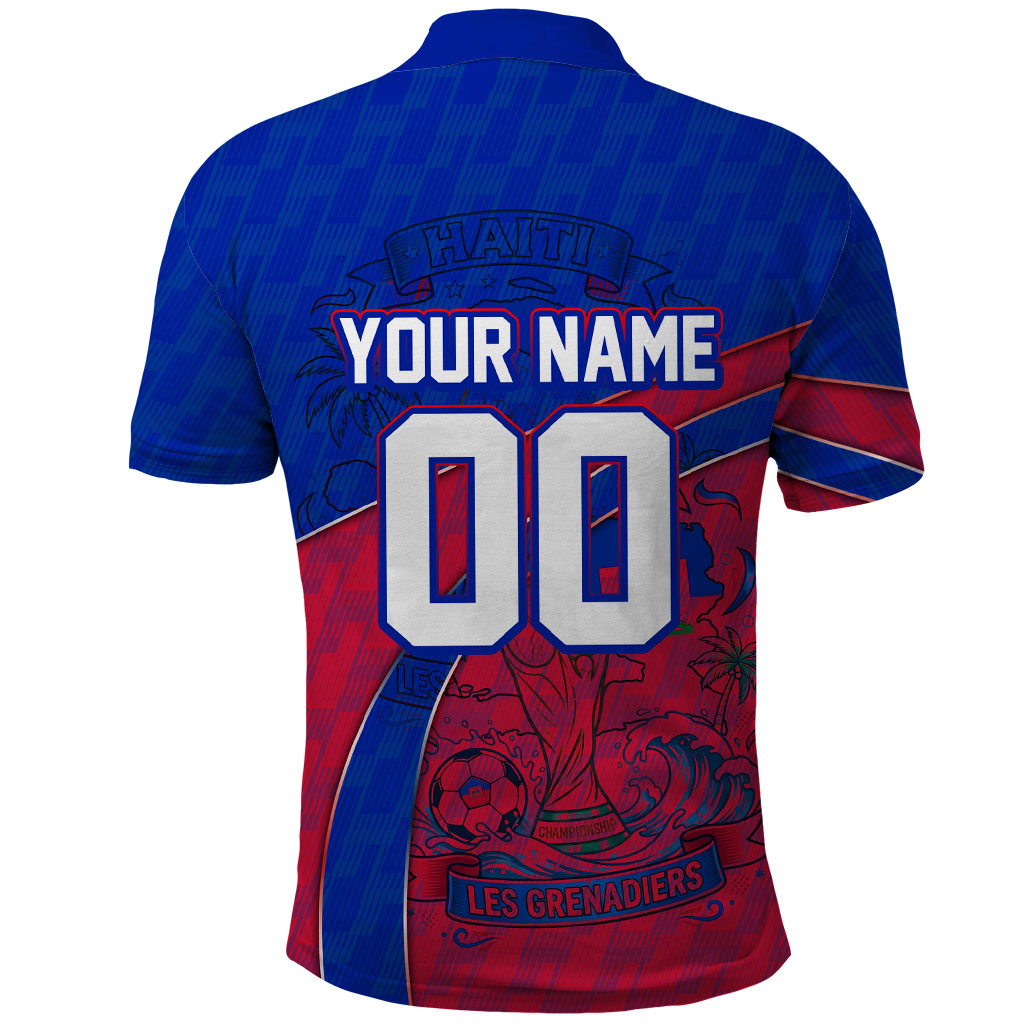 Personalized Haiti Soccer Les Grenadiers Polo Shirt Championship Football 2026 Trophy Haitian Flag Map