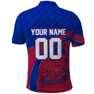 Personalized Haiti Soccer Les Grenadiers Polo Shirt Championship Football 2026 Trophy Haitian Flag Map