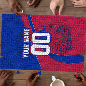 Personalized Haiti Soccer Les Grenadiers Puzzle Championship Football 2026 Trophy Haitian Flag Map