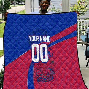 Personalized Haiti Soccer Les Grenadiers Quilt Championship Football 2026 Trophy Haitian Flag Map