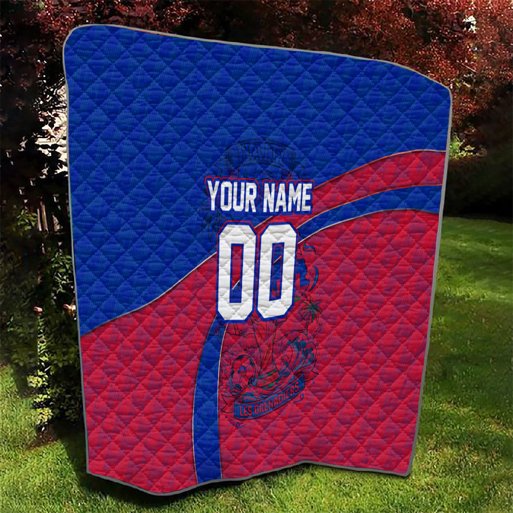 Personalized Haiti Soccer Les Grenadiers Quilt Championship Football 2026 Trophy Haitian Flag Map