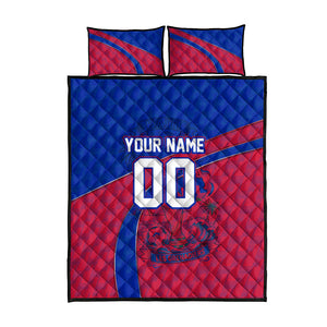 Personalized Haiti Soccer Les Grenadiers Quilt Bed Set Championship Football 2026 Trophy Haitian Flag Map