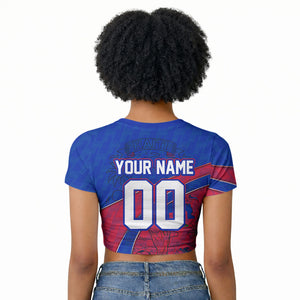 Personalized Haiti Soccer Les Grenadiers Raglan Cropped T shirt Championship Football 2026 Trophy Haitian Flag Map