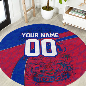 Personalized Haiti Soccer Les Grenadiers Round Carpet Championship Football 2026 Trophy Haitian Flag Map