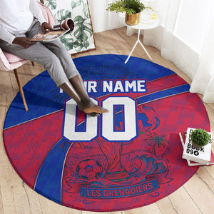 Personalized Haiti Soccer Les Grenadiers Round Carpet Championship Football 2026 Trophy Haitian Flag Map