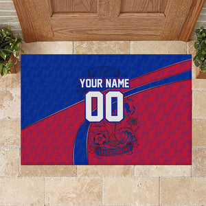 Personalized Haiti Soccer Les Grenadiers Rubber Doormat Championship Football 2026 Trophy Haitian Flag Map