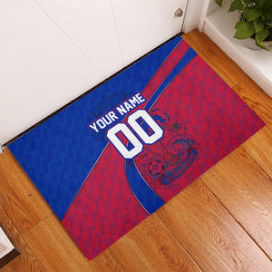 Personalized Haiti Soccer Les Grenadiers Rubber Doormat Championship Football 2026 Trophy Haitian Flag Map