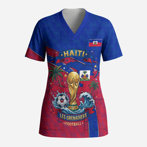 Personalized Haiti Soccer Les Grenadiers Scrub Top Championship Football 2026 Trophy Haitian Flag Map
