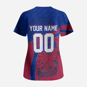 Personalized Haiti Soccer Les Grenadiers Scrub Top Championship Football 2026 Trophy Haitian Flag Map