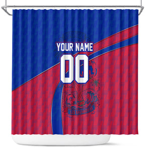Personalized Haiti Soccer Les Grenadiers Shower Curtain Championship Football 2026 Trophy Haitian Flag Map