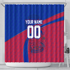 Personalized Haiti Soccer Les Grenadiers Shower Curtain Championship Football 2026 Trophy Haitian Flag Map