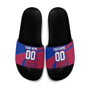 Personalized Haiti Soccer Les Grenadiers Slide Sandals Championship Football 2026 Trophy Haitian Flag Map