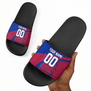 Personalized Haiti Soccer Les Grenadiers Slide Sandals Championship Football 2026 Trophy Haitian Flag Map