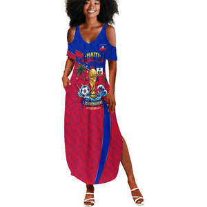 Personalized Haiti Soccer Les Grenadiers Summer Maxi Dress Championship Football 2026 Trophy Haitian Flag Map