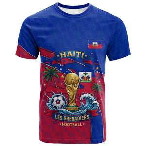 Personalized Haiti Soccer Les Grenadiers T shirt Championship Football 2026 Trophy Haitian Flag Map