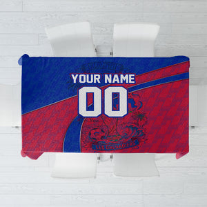 Personalized Haiti Soccer Les Grenadiers Tablecloth Championship Football 2026 Trophy Haitian Flag Map