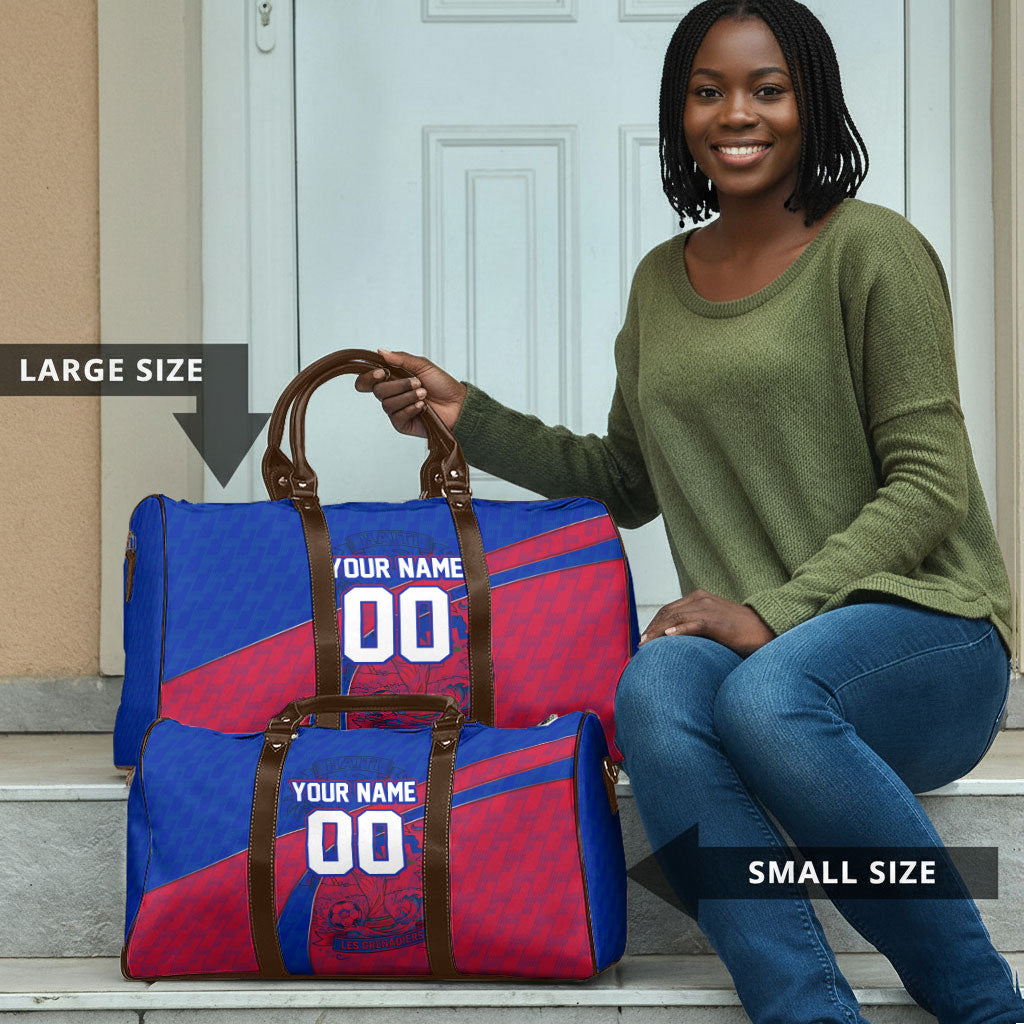 Personalized Haiti Soccer Les Grenadiers Travel Bag Championship Football 2026 Trophy Haitian Flag Map
