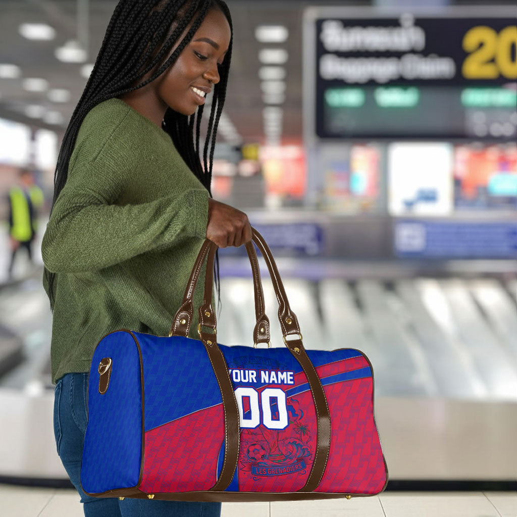 Personalized Haiti Soccer Les Grenadiers Travel Bag Championship Football 2026 Trophy Haitian Flag Map