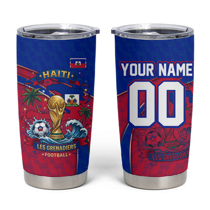 Personalized Haiti Soccer Les Grenadiers Tumbler Cup Championship Football 2026 Trophy Haitian Flag Map