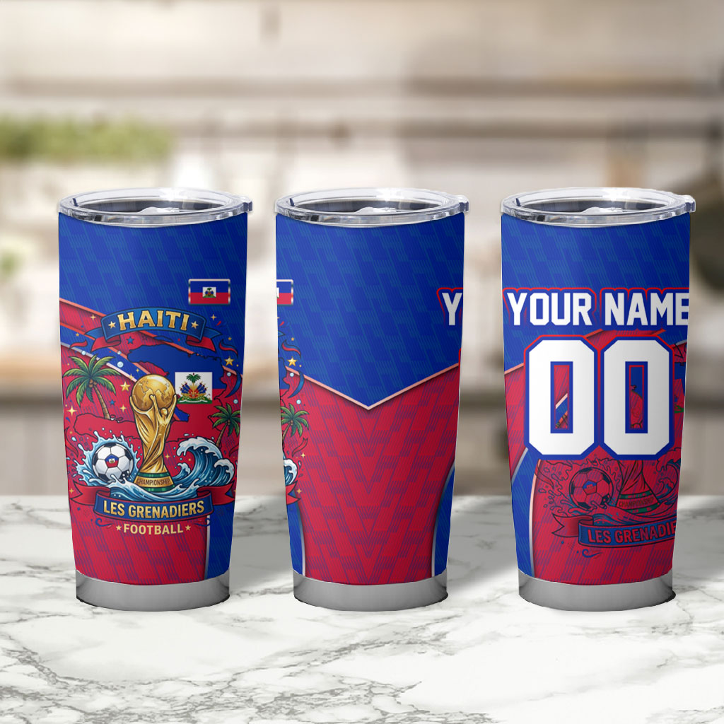 Personalized Haiti Soccer Les Grenadiers Tumbler Cup Championship Football 2026 Trophy Haitian Flag Map