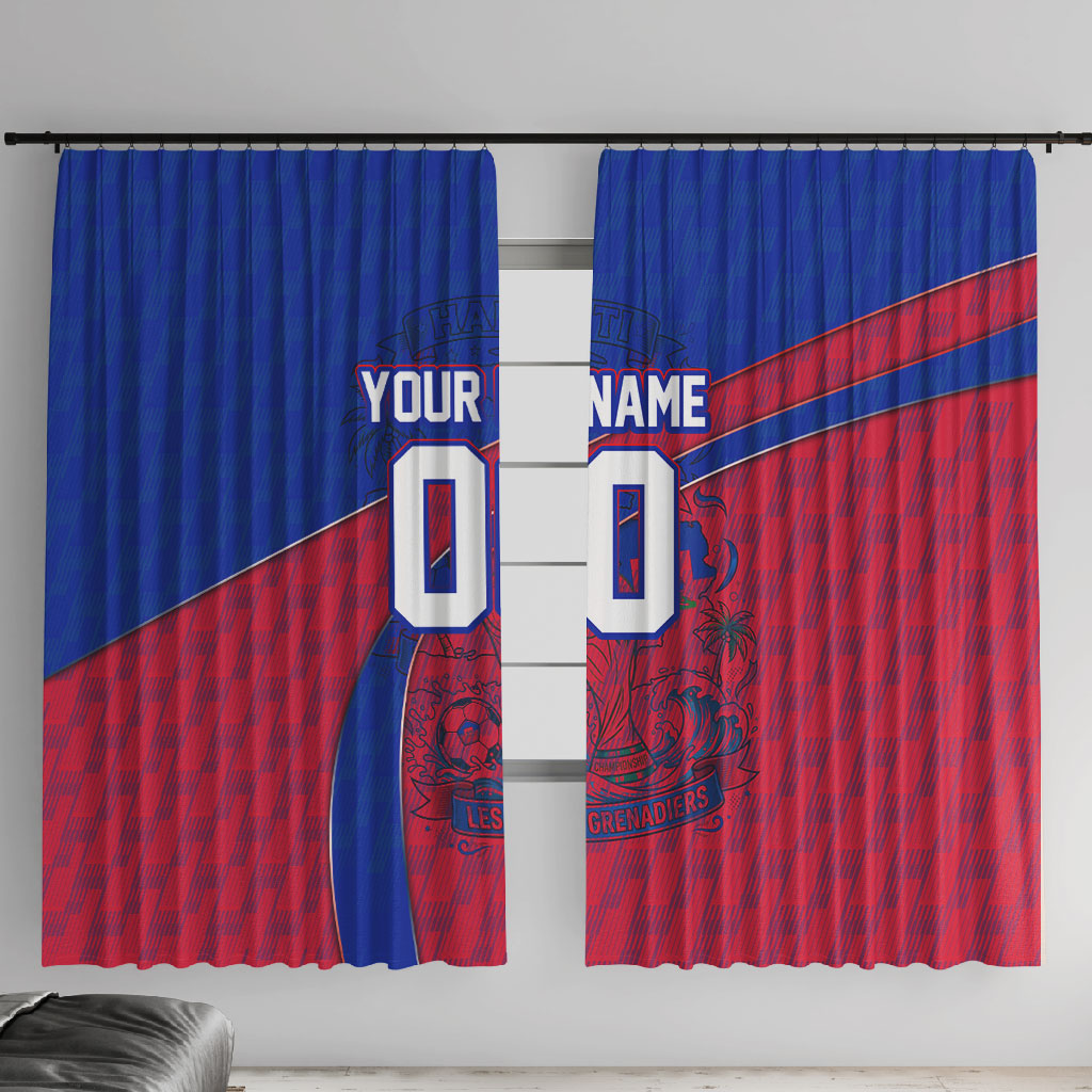 Personalized Haiti Soccer Les Grenadiers Window Curtain Championship Football 2026 Trophy Haitian Flag Map
