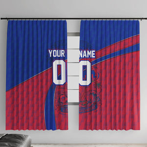 Personalized Haiti Soccer Les Grenadiers Window Curtain Championship Football 2026 Trophy Haitian Flag Map