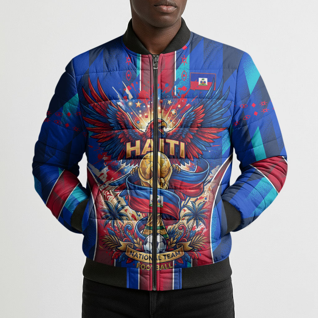 Personalized Les Grenadiers Haiti Football Bomber Puffer Jacket Eagle Champions Trophy Heritage