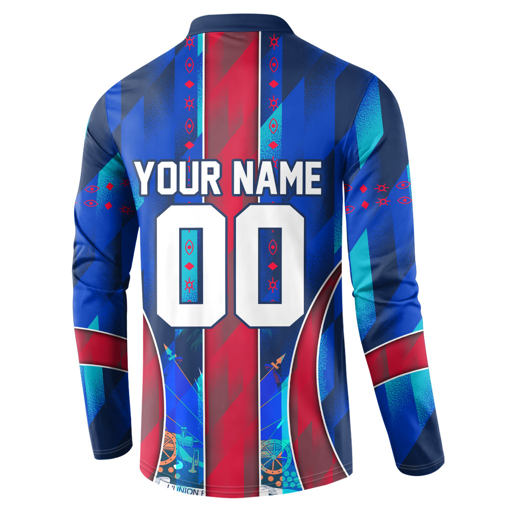Personalized Les Grenadiers Haiti Football Button Sweatshirt Eagle Champions Trophy Heritage