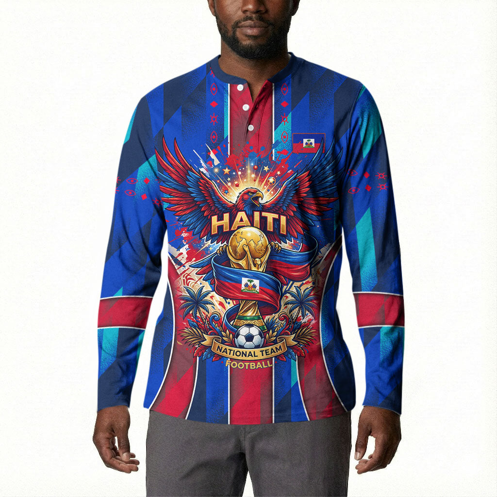 Personalized Les Grenadiers Haiti Football Button Sweatshirt Eagle Champions Trophy Heritage