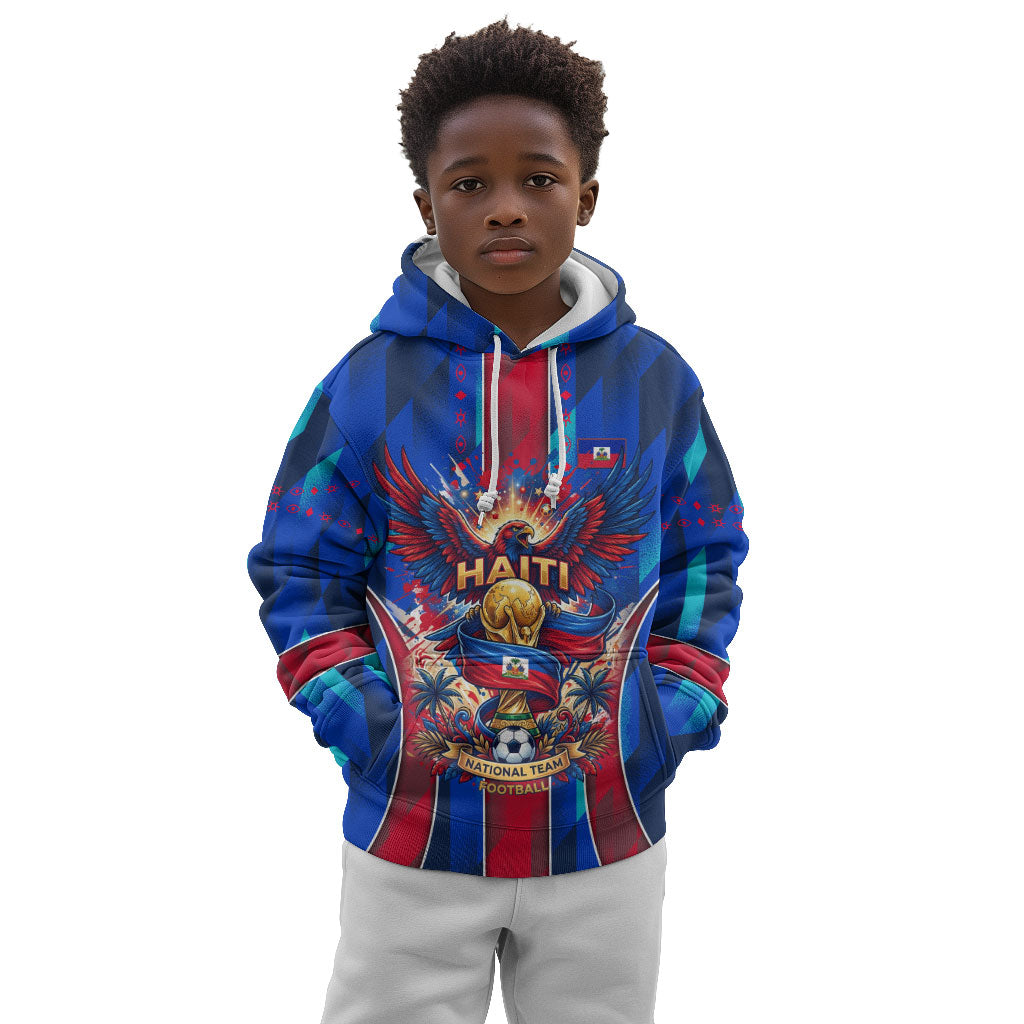 Personalized Les Grenadiers Haiti Football Kid Hoodie Eagle Champions Trophy Heritage