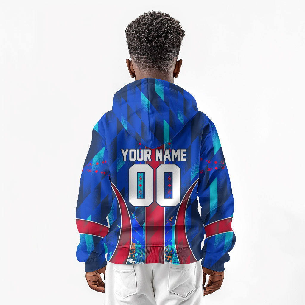 Personalized Les Grenadiers Haiti Football Kid Hoodie Eagle Champions Trophy Heritage