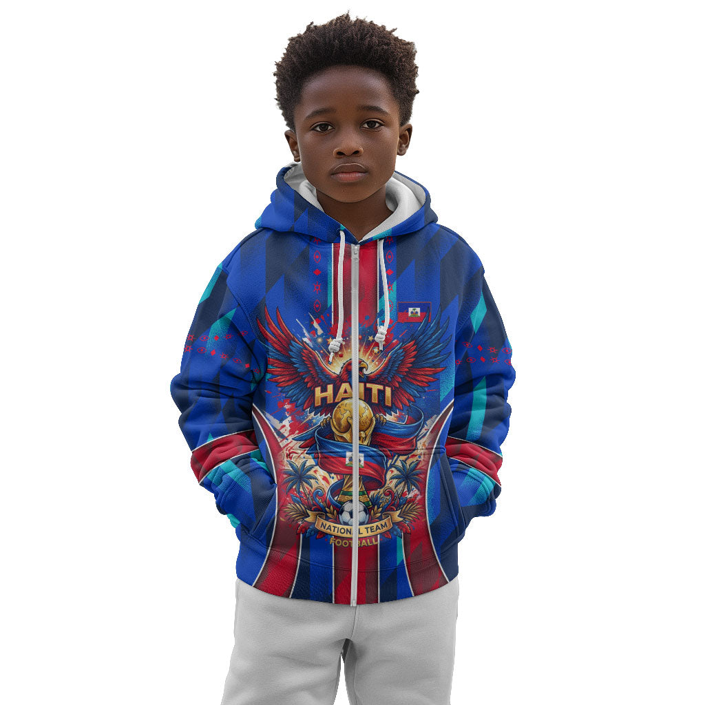 Personalized Les Grenadiers Haiti Football Kid Hoodie Eagle Champions Trophy Heritage