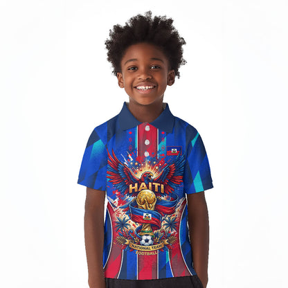 Personalized Les Grenadiers Haiti Football Kid Polo Shirt Eagle Champions Trophy Heritage